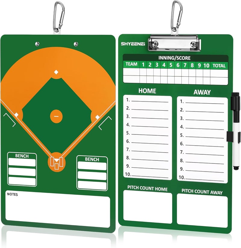 ShYeenei Baseball Lineup Board, Double-Sided Clipboard for Coaches, Dry Erase Lineup Boards, 3rd Generation Coaching Clipboard for Baseball, Softball, Portable and Efficient - Image 1